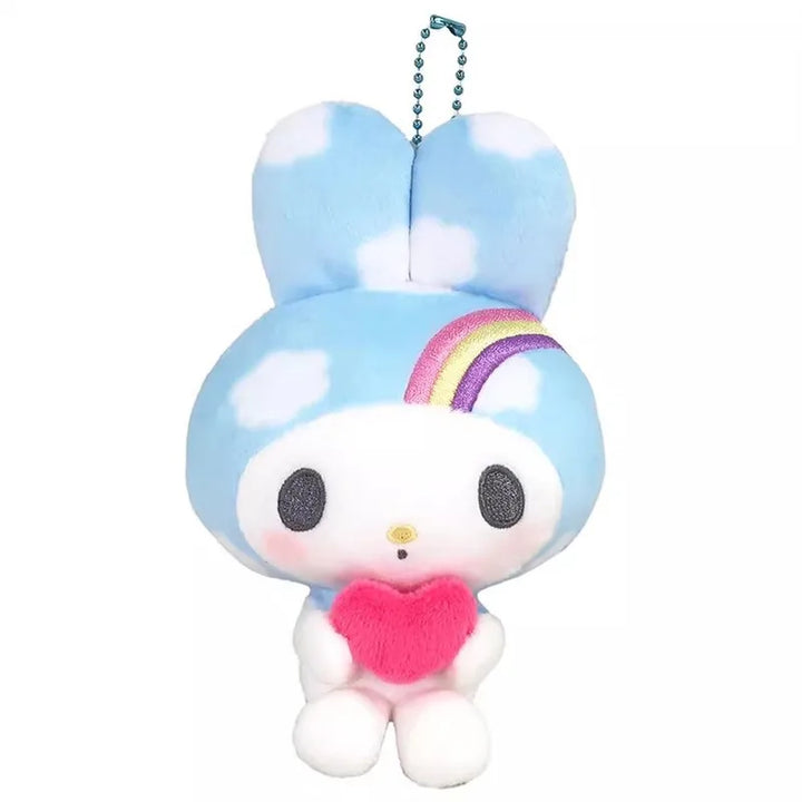 Sanrios 50th Anniversary Series Hello KittyMy Melody Plush Keychain Cute Melody heart Bag Pendant  Stuff Accessories For Gift
