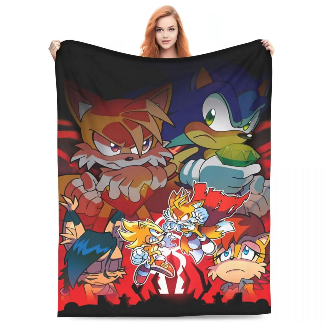 S-Sonic Game Friends Blanket Travel Office Flannel Throw Blanket For Home Decor Soft Warm Customized Quality Bedspread Gift