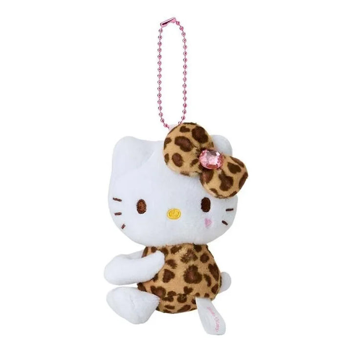 Kawaii Sanrio Black Skin Hello Kitty Leopard Pattern Long Legs Plush Toys Backpack Pendant Keychain Doll Girls Birthday Gift