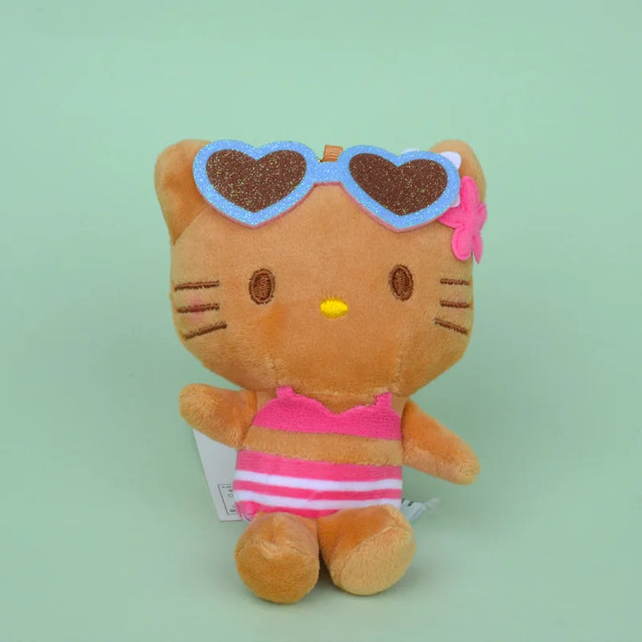 Sanrio Hello Kitty Kawaii Black Skin Sunglasses Bikini Plush Toys Backpack Pendant Cartoon Keychain Doll Girls Decoration Gift