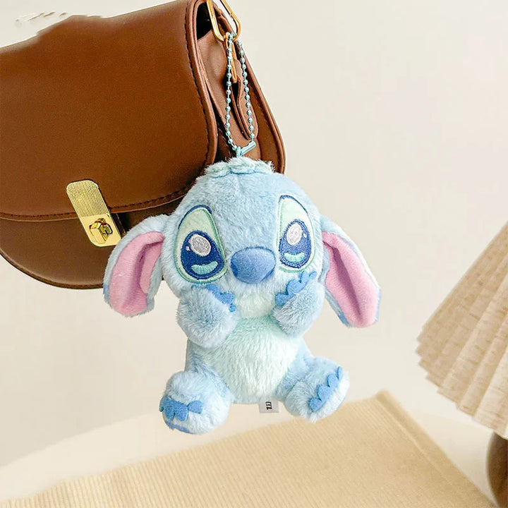 Kawaii Disney Stitch Angel Cartoon Plush Backpack Pendant Soft Stuffed Doll Keychain Decoration Couple Pendant Gift Peripheral