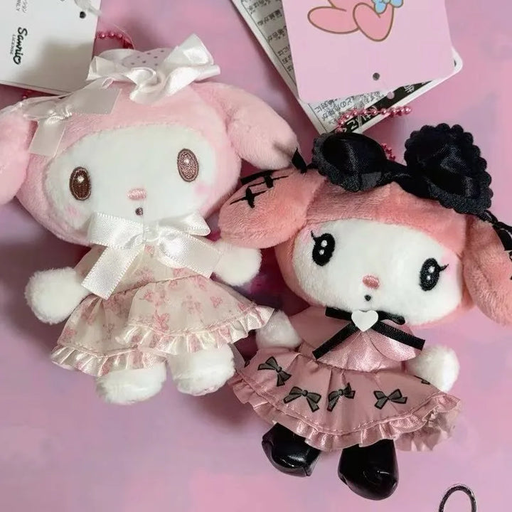 Cartoon My Melody Kawaii Lolita Doll Sweet White Strawberry Plush Toy Keychain 50Th Anniversary Bag Decoration Pendant Gifts