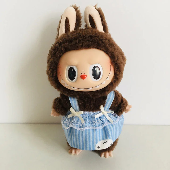 Cute Mini Plush Doll'S Fresh & Chic Sleeveless Dress 15/17cm Labubu I II III Idol Dolls Accessories For Sitting Party Clothing