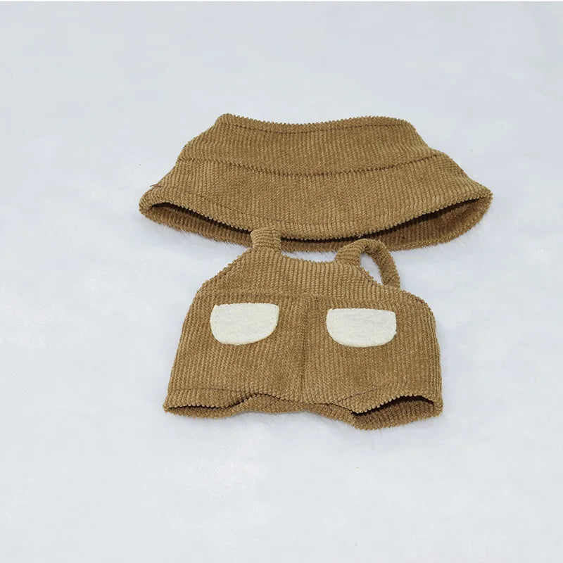 Labubu Doll Clothes Bucket Hat Overalls Dress Up Accessories 15/17cm Plush Doll'S Clothes Replacement