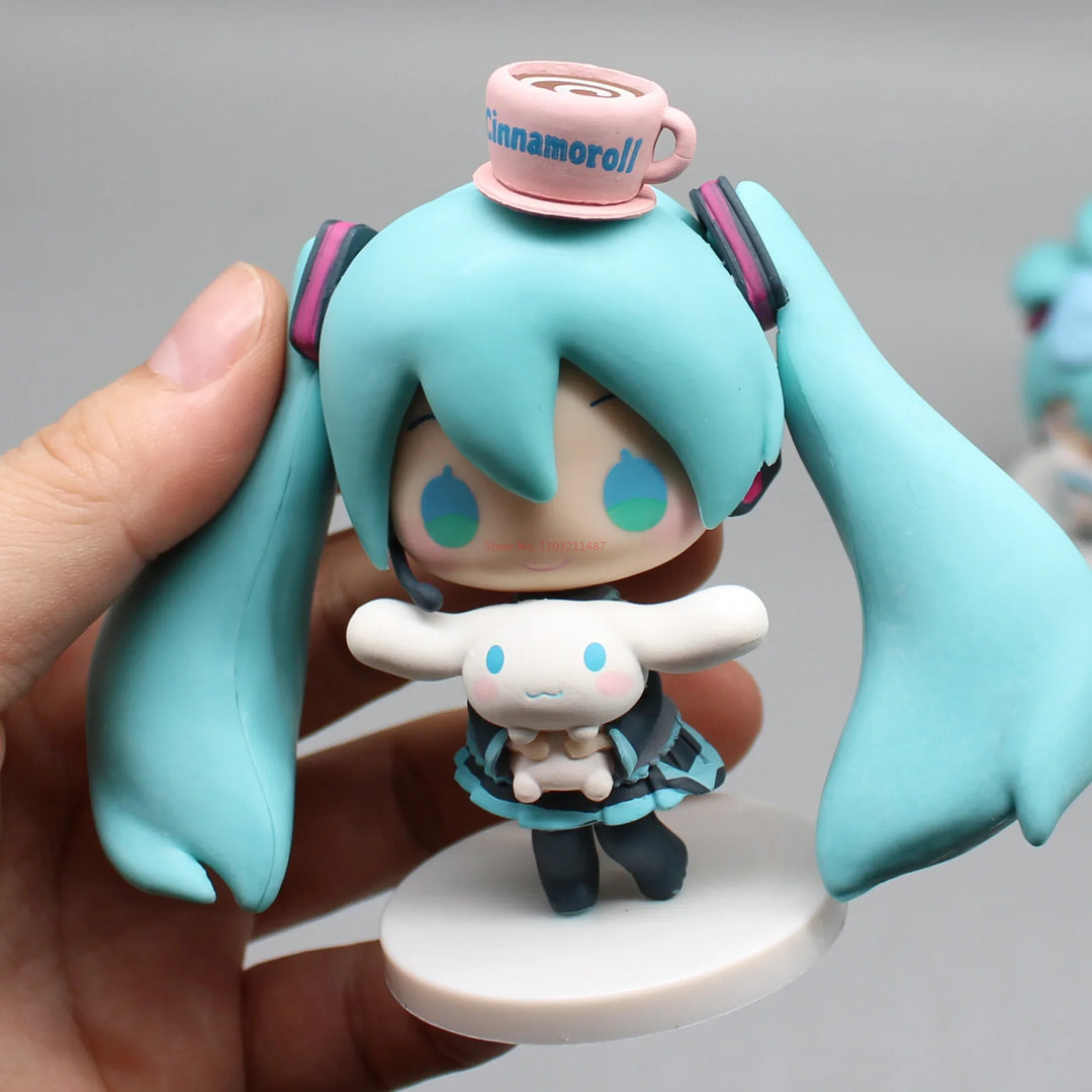 Anime Hatsune Miku Figure Miku With Cinnamoroll Figure Pvc Cute Statue Collection Model Q Doll Decoration Toy Birthday Gift
