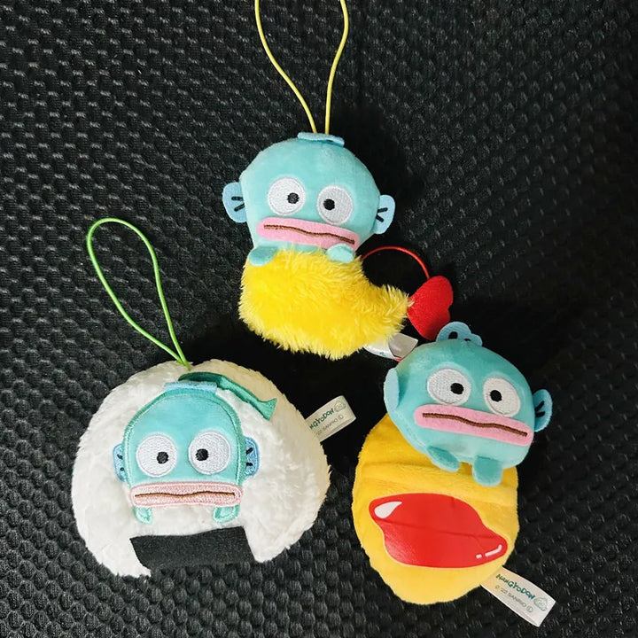Sanrio Hangyodon Plush Tempura Rice and Vegetable Roll Doll Kawaii Cartoon Backpack Pendant Toy Keychain Girl Decoration Gift