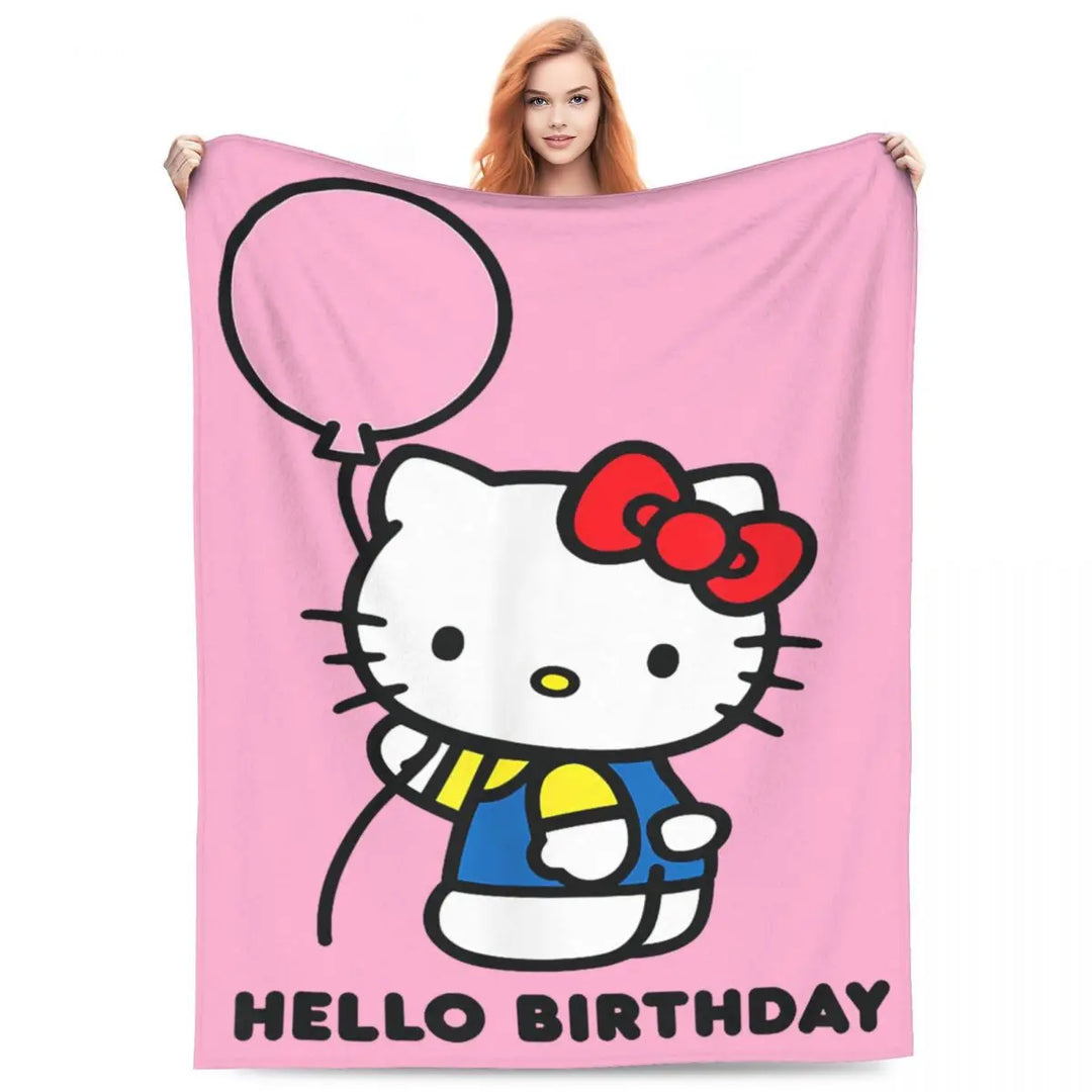 Hello Kitty Zodiac Aquarius Fuzzy Blankets Customized Throw Blanket for Home Hotel Sofa 200x150cm Bedspreads