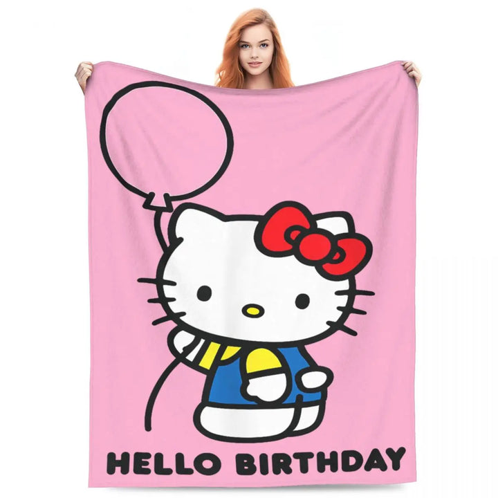Hello Kitty Zodiac Aquarius Fuzzy Blankets Customized Throw Blanket for Home Hotel Sofa 200x150cm Bedspreads
