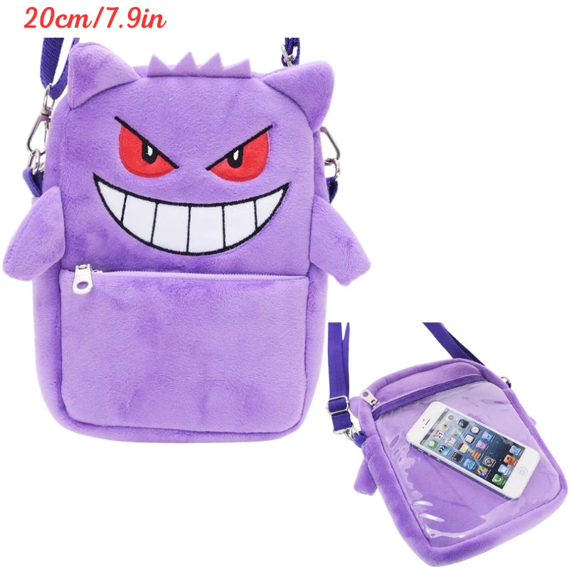 Kawaii Pokemon Pikachu Gengar Lucario Rowlet Plush Toys Bag Cute Anime Mimikyu Eevee Psyduck Peluche Dolls Shoulder Bags Gifts