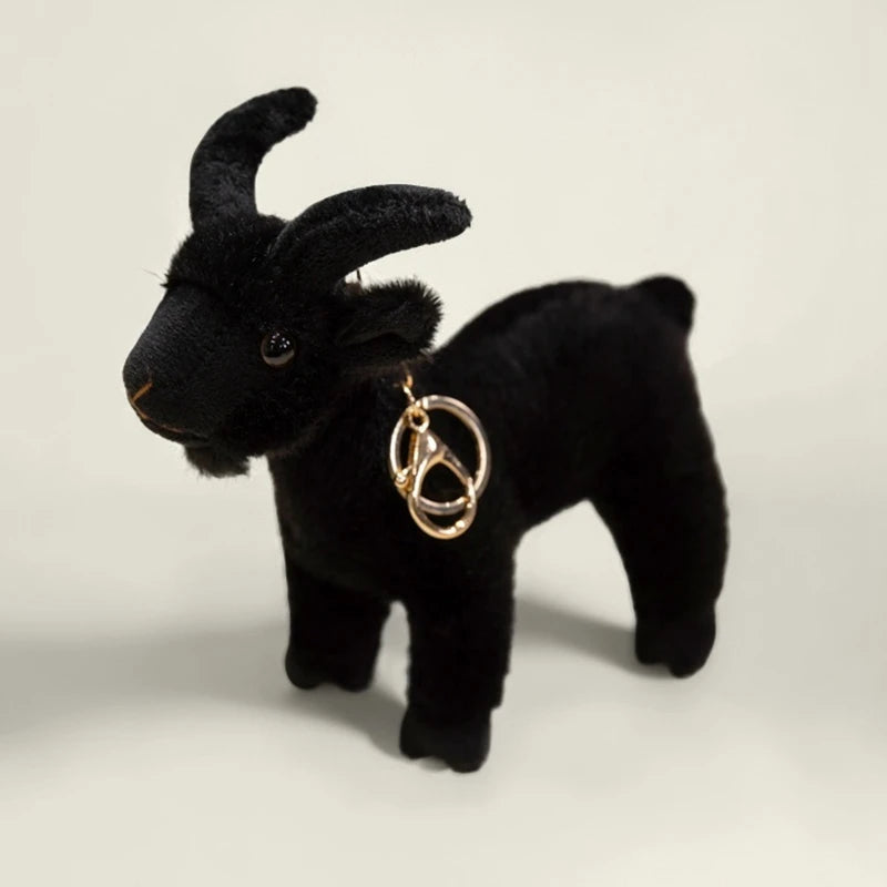 Lifelike Goat Plush Pendant 16cm Cute White Black Sheep Plush Keychain Backpack Decor Travel Companion Doll Kid Birthday ﻿Gift