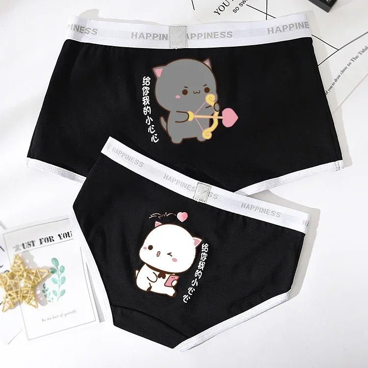 Cute Mitao Cat Underpants Couple Set Made Of Pure Cotton Cartoon Low Waisted Comfort Women Man Short Pants Confession Girl Boy