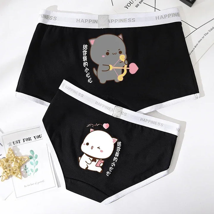Cute Mitao Cat Underpants Couple Set Made Of Pure Cotton Cartoon Low Waisted Comfort Women Man Short Pants Confession Girl Boy
