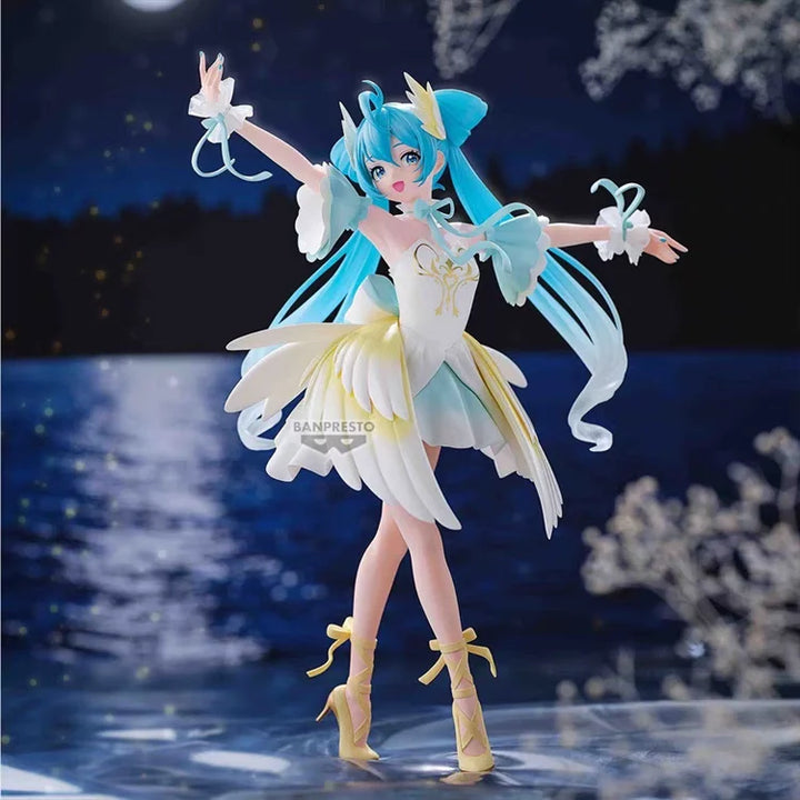 13cm Miku Anime Figure Hatsune Miku Classic Dance Swan Lake Action Figure Pvc Original Banpresto Model Collection Toy Customized