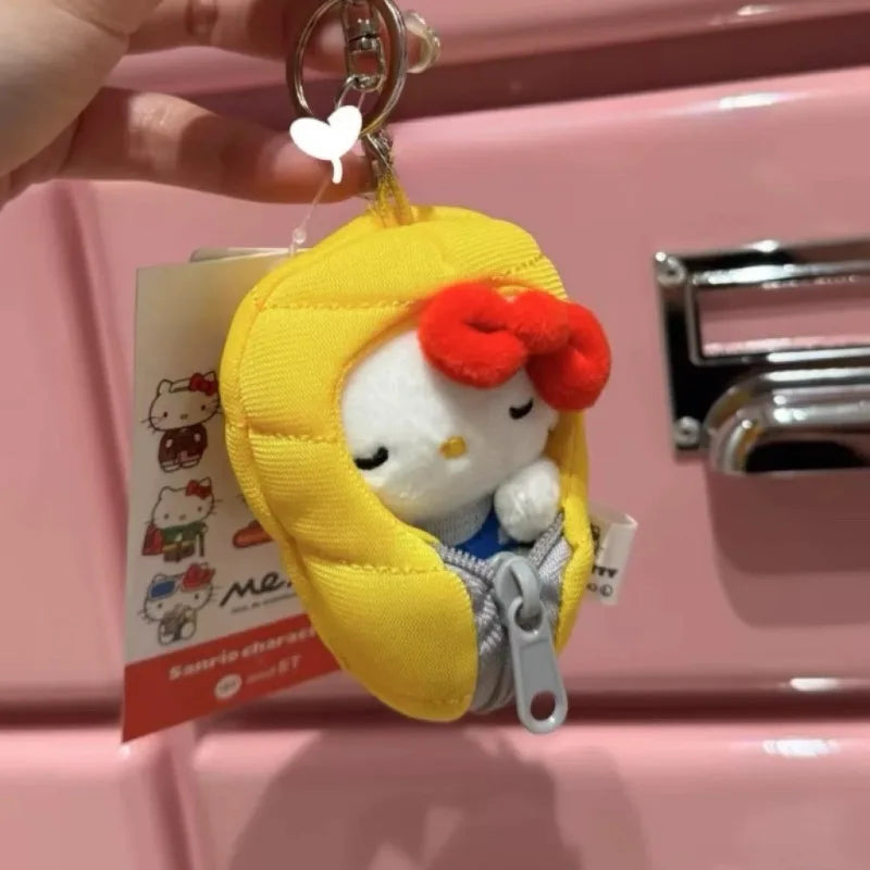 Sanrios Original Plush Doll Melody Keychain sleep baby series me Hallo Kitty Bag Pendant cute sleeping bag Kitty bag Accessories