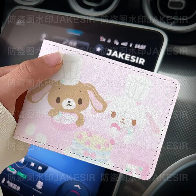 Kawaii Sugarbunnies Driver'S License Protective Leather Cover Cartoon Cute Id Card Sleeve Anti Loss Wear-Resistant Girls Gifts