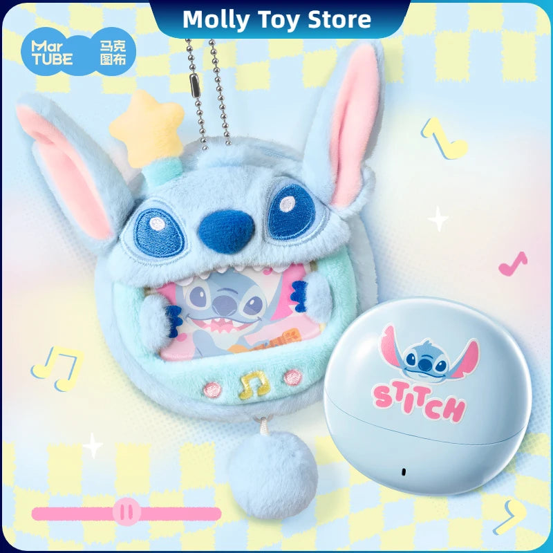 Martube Genuine Lilo & Stitch Bluetooth Earphones 5.4 Wireless Waterproof Semi-In-Ear Type Earphones With Cover Kids Gifts