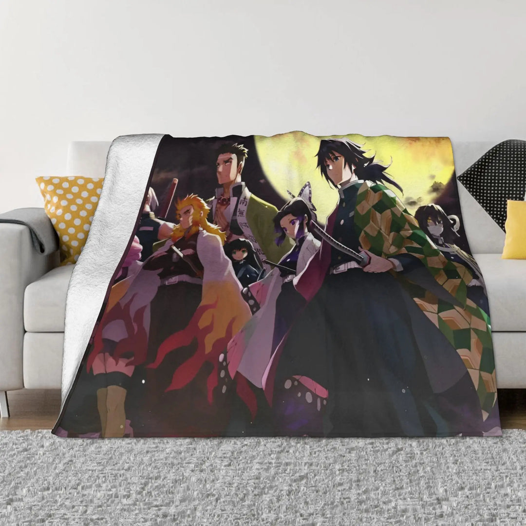 Demon Slayer Japanese Anime Blankets Coral Fleece Plush All Season Portable Soft Throw Blanket for Home Travel Bedding Throws