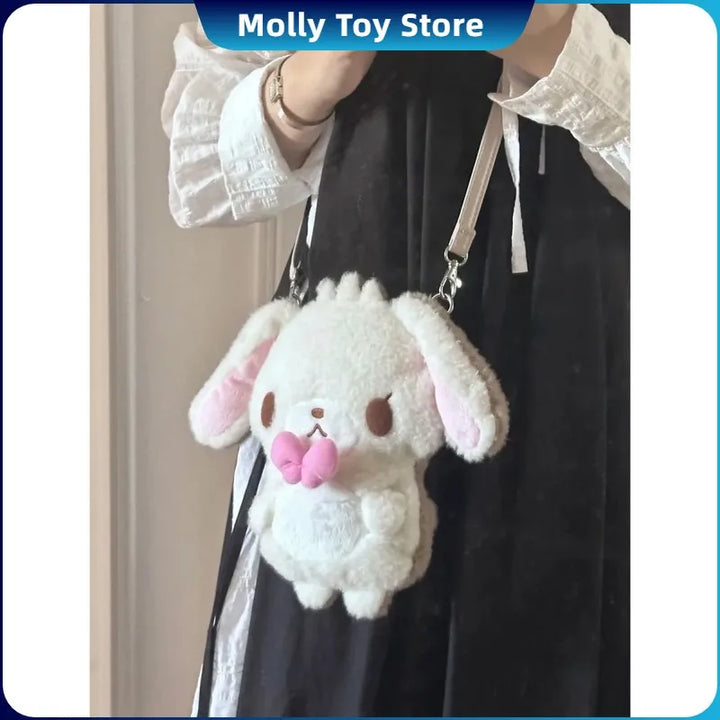 Kawaii Sanrio Sugarbunnies Plush Messenger Bag Cartoon Cure Double-Sided Bag Shirousa Kurousa Large Capacity Shoulder Bag Gifts