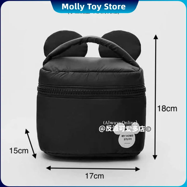 Kawaii Disney Mickey Portable Cosmetic Bag Cute Cartoon Large Capacity Storage Bag Travel Wash Bag Gifts