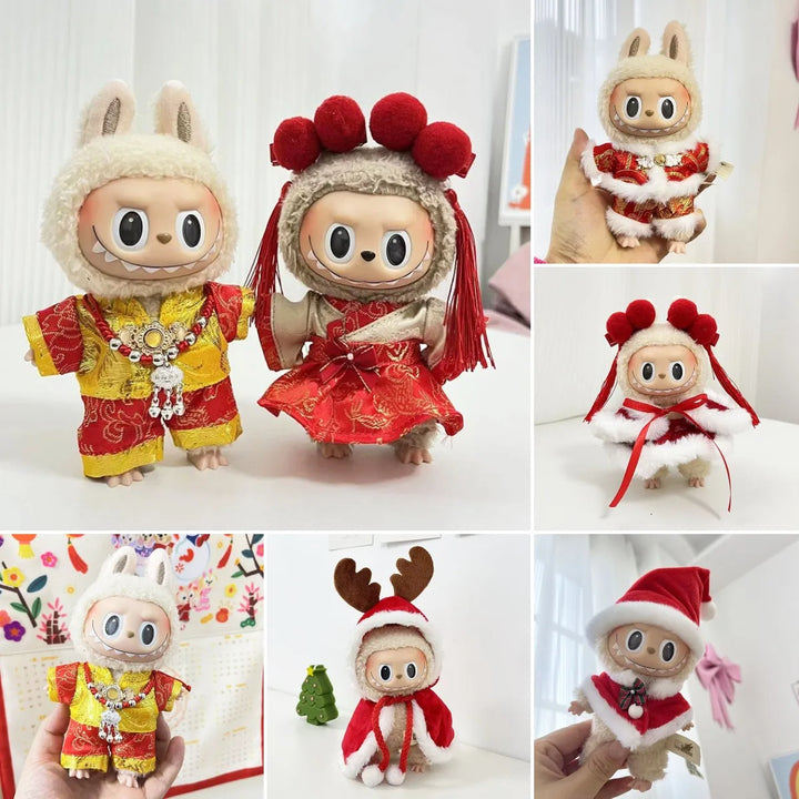 Cute Xmas Clothes for 15cm Labubu Idol Dolls New Year Plush Doll'S Clothes Hoodie Clothing Accessories Korea Kpop Exo Outfit