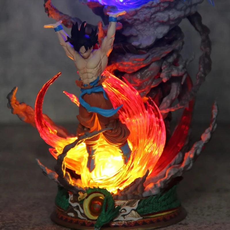 In Stock 25cm Dragon Ball Son Goku Figure Super Spirit Bomb Figures Luminous Gk Anime Figurine Pvc Statue Model Doll Collectible
