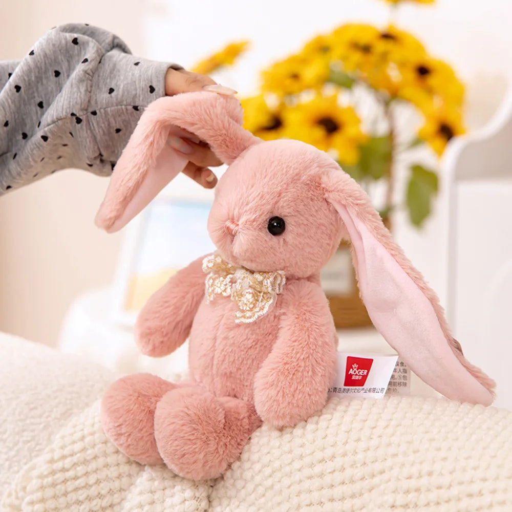 28cm Cute Long Ear Rabbit Plush Toys Pink Soft Comfortable Easter Bunny Dolls Suitable for Room Decor Girl Birthday Gifts