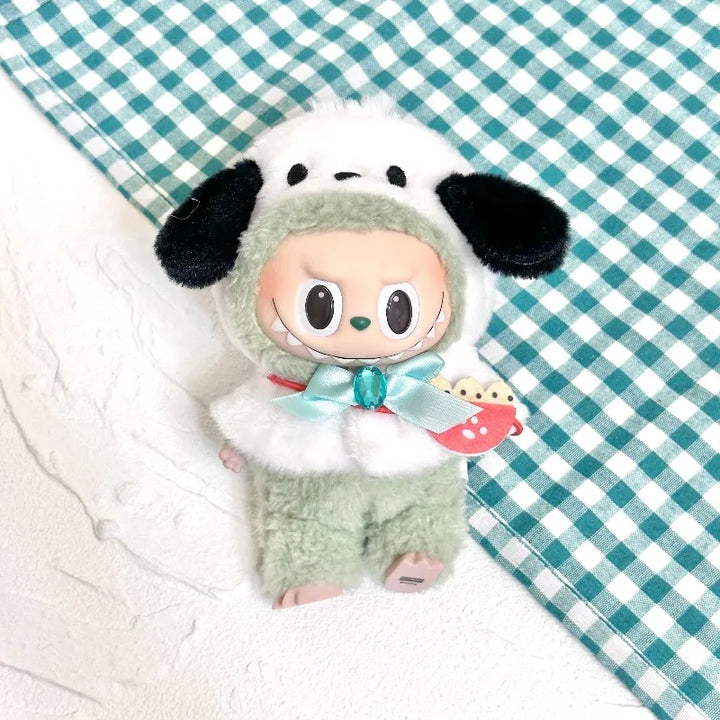 15cm kawaii Sanrio Plush Doll'S Clothes Cape Skirt Suit Cloak Set Accessories for labubu Outfit Clothing Kuromi Hat Accessory