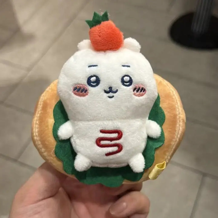 MINSO Cute chef Plush Doll Keychains Anime Cartoon Hachiware Dessert Bread sandwich Self-deprecating Bear USAGI Bag Accessories