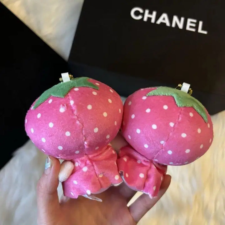 Kawaii Sanrio Strawberry Hello Kitty Cartoon Cute Plush Toys Keychain Decoration Backpack Pendant Girls Birthday Creative Gift