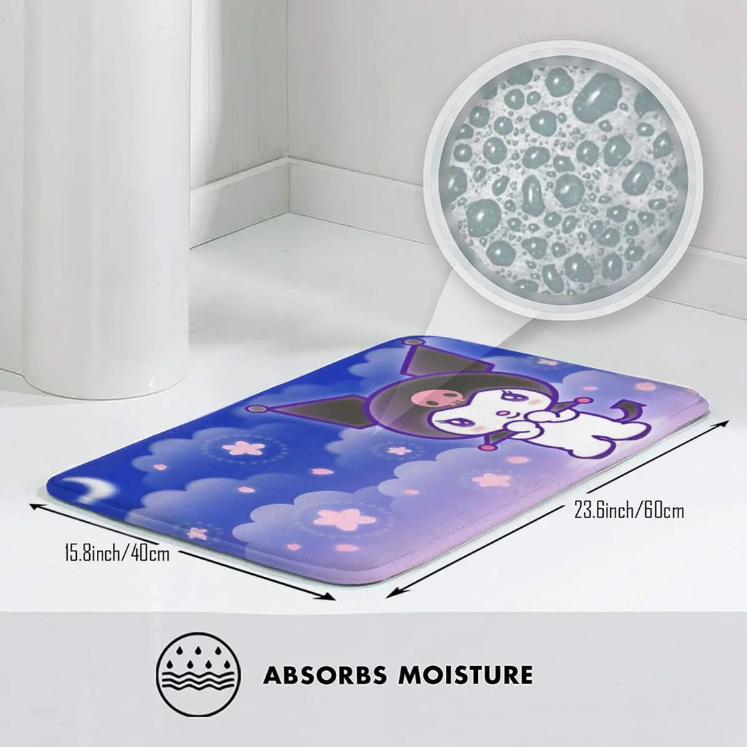 Cartoon Kuromi Bathroom Rugs Mat Quick Dry Bath Rugs Mats Carpet Non-Slip for Shower Tub