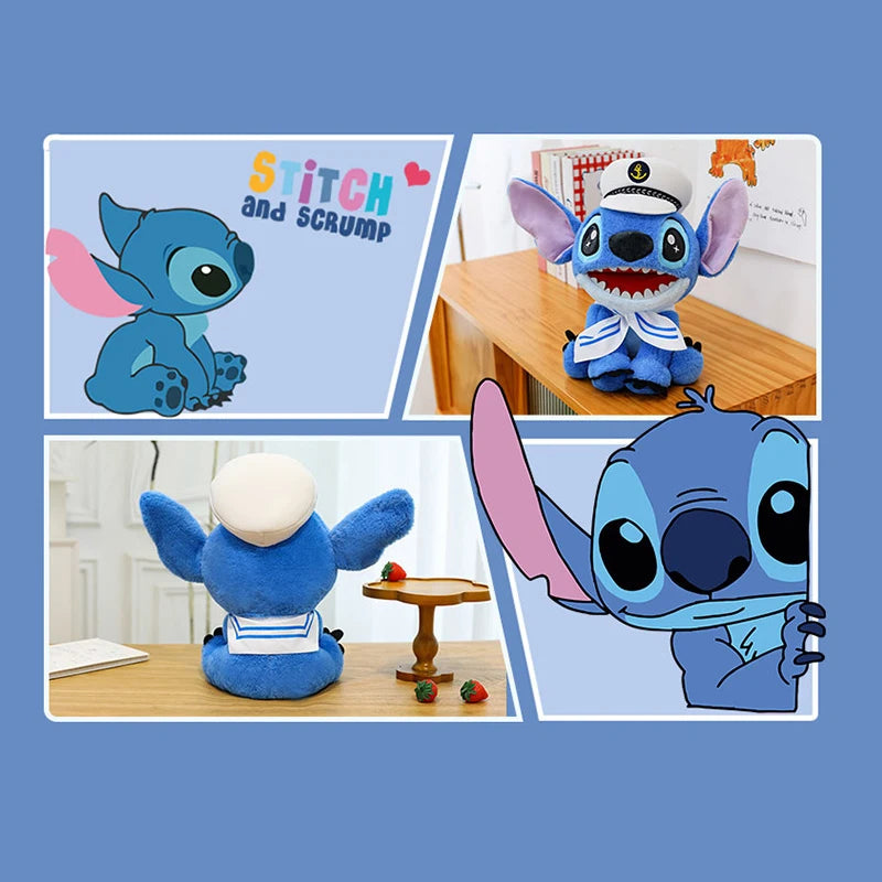 25/30CM Disney Navy Lilo and Stitch Plush Toy Anime Stuffed Kawaii Ornament Soft Stich Doll Plushie Kids Birthday Xmas Gifts