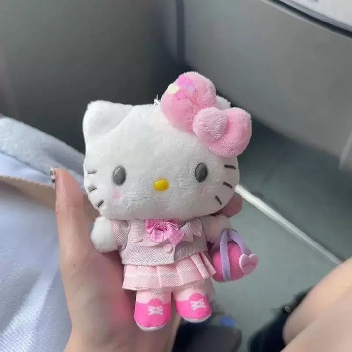 Kawaii Sanrios Anime My Melody Hello Kittys 12Cm Heisei Spicy Girl Style Plush Doll Keychain Y2K Bag Pendant Girl's Heart Gifts