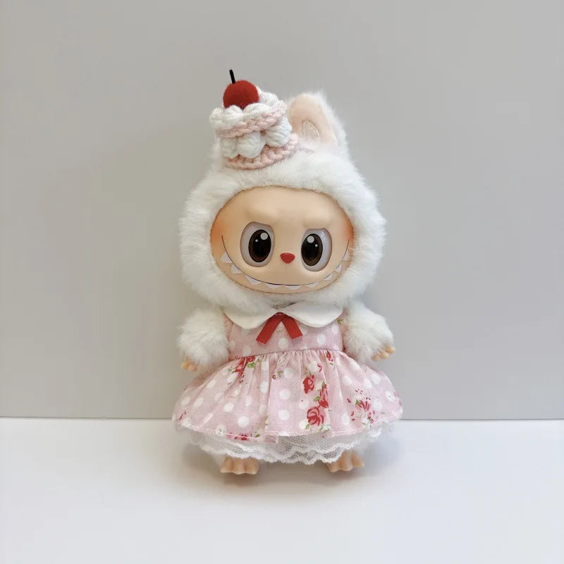 17cm Labubu Outfits 1-3 Gen Fit Cute Casual Labubu Clothes Party Dresses Doll Plush Costume for Halloween Decor