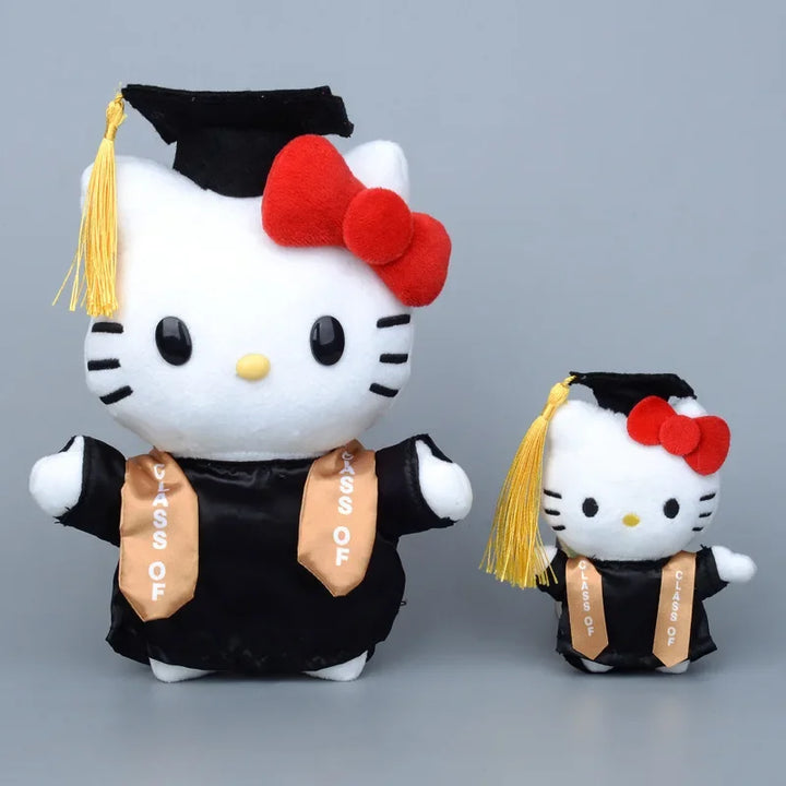 Hot Kawaii Bachelor Gown Graduate Cap Hello Kitty Plush Toy Doll Stuffed Animal Cat Cartoon Room Decor Gifts