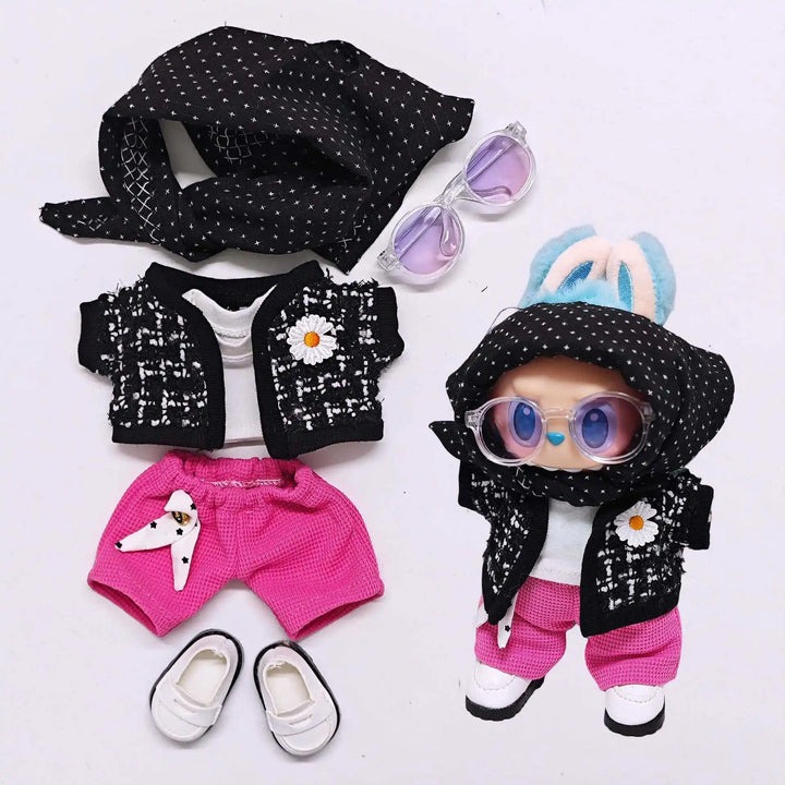 Clothes for Labubu GD-Inspired Airport Style Outfit Scarf Detail + Chic Classic Set Fashionable Doll Clothes for Plush & Pendant