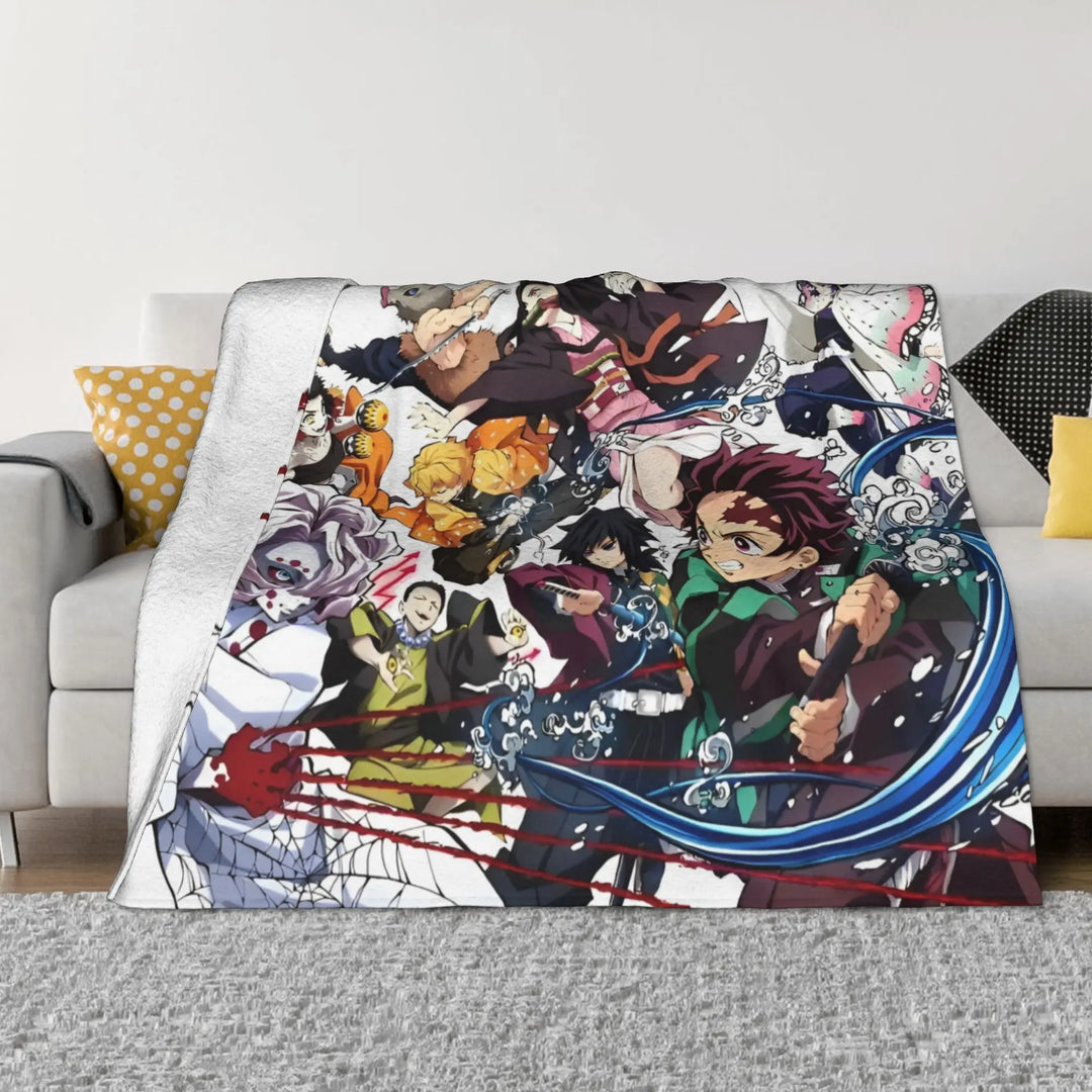 Demon Slayer Japanese Anime Blankets Coral Fleece Plush All Season Portable Soft Throw Blanket for Home Travel Bedding Throws