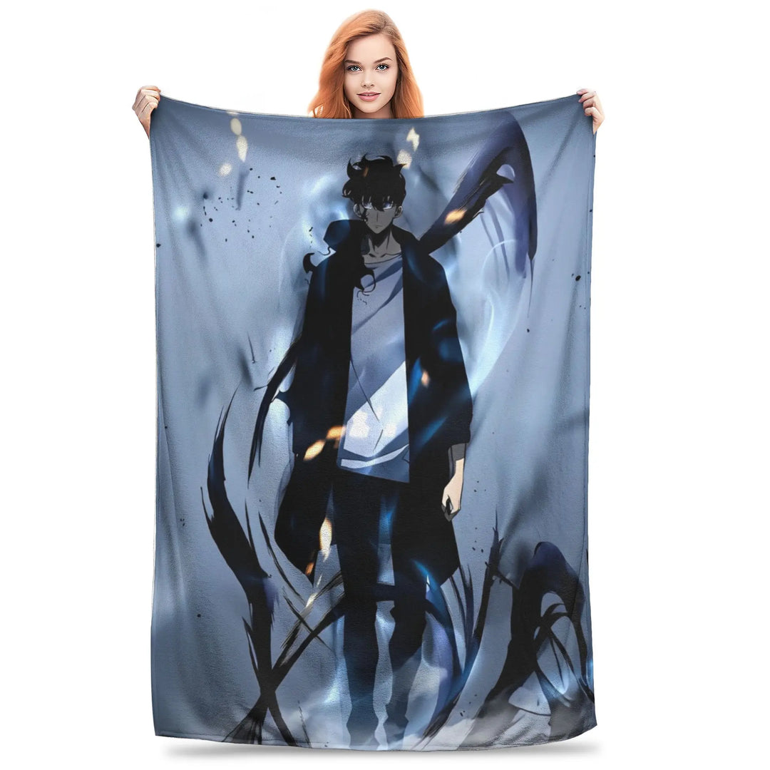 Solo S-ung Jin-woo Leveling Flannel Blanket Anime Novelty Throw Blankets for Home Hotel Sofa  200x150cm Quilt