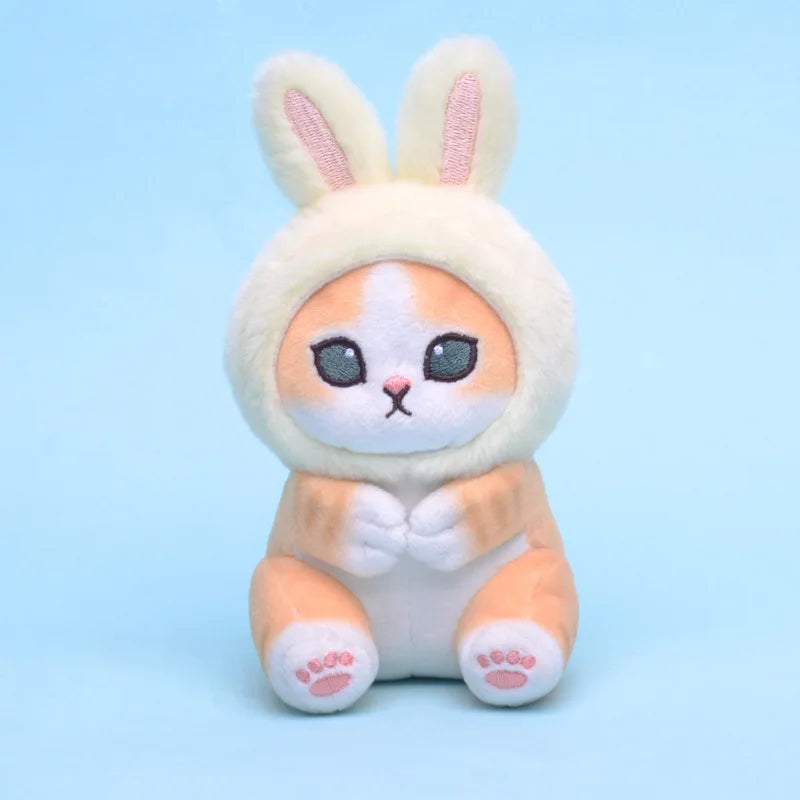 Japanese Cute Mofusand Cross Dressing Shark Rabbit Tempura Fried Shrimp Cat Plush Toys Kawaii Backpack Pendant Keychain Boy Gift