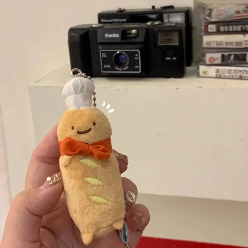 Cute Sumikko Gurashi Baguette bread chef Plush Keychain Corner Bio Car Pendants Desktop Ornaments Bag Decoration Girls Kid  gift