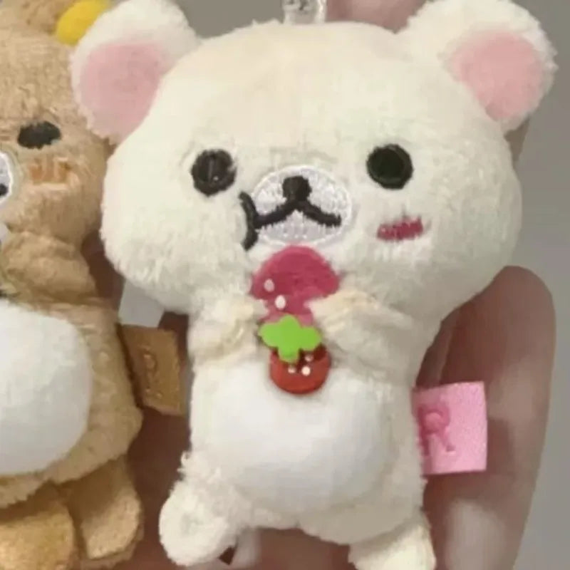 Kawaii Rilakkuma Daily Life Series Rice Ball Brother Strawberry Bear Backpack Keychain  Key Ring Ball Chain Cute Girly Gifts