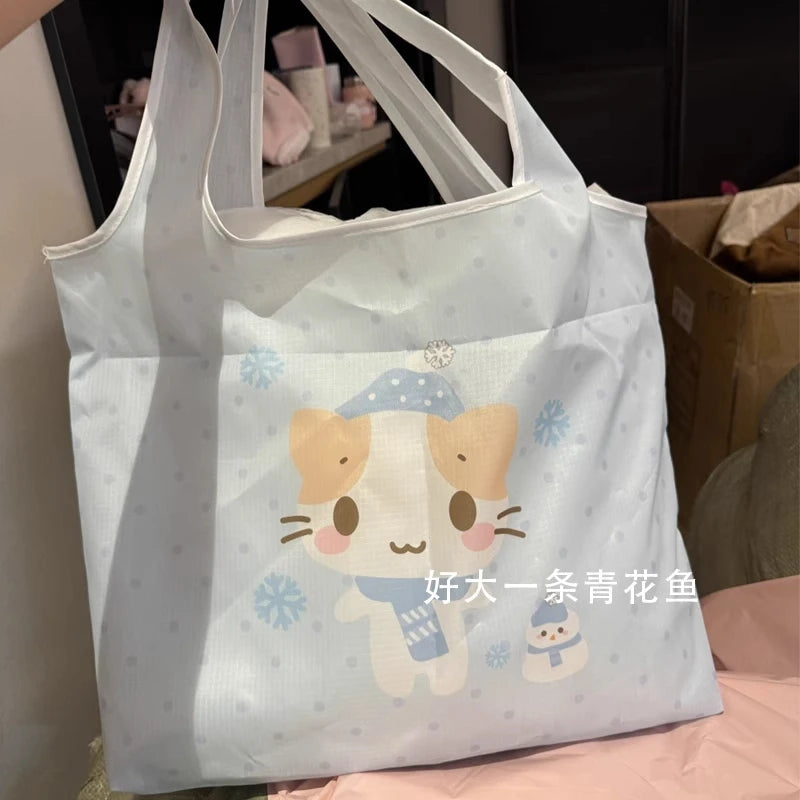 My Melody Sugarbunnies Masyumaro Shopping Bag Cartoon Cute Storage Bag Collapsible Handbag Shoulder Bag Lunch Bag Shopping Bag