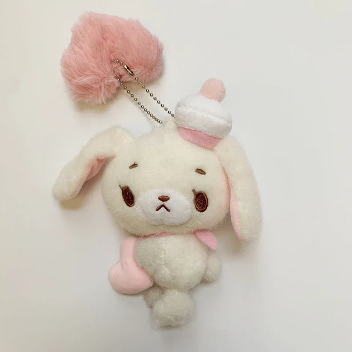 Sugarbunnies Plush Keychain Fluffy Heart Shirousa Kurousa Bunny Kawaii Cute Keychains Mascot Charm Key Chain Keyring Small Gifts