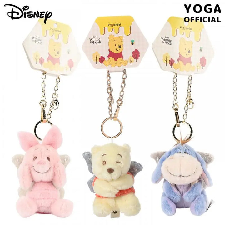 Kawaii Disney Pooh Bear Eeyore Plush Toy Keychain Cartoon Piglet Butterfly Fairy Accessories Backpack Pendant Girl Birthday Gift