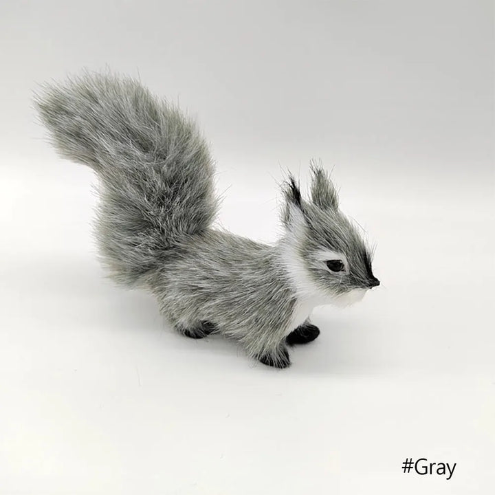 Cute Imitation Fox Ornaments Simulation Mini Squatting Squirrel Model Children Birthday Gifts Home Decor Plush Figures Craft