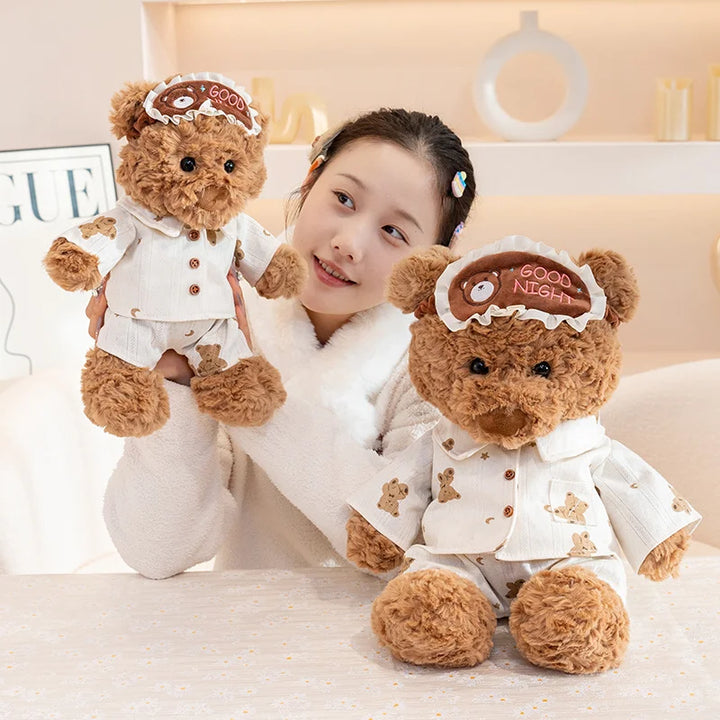 Ryan Pajama Bear Plush Doll High Quality Cute Teddy Bear Wear Eye Masks And Pajamas Stuffed Accompany Sleeping Gift Kid Gift ﻿