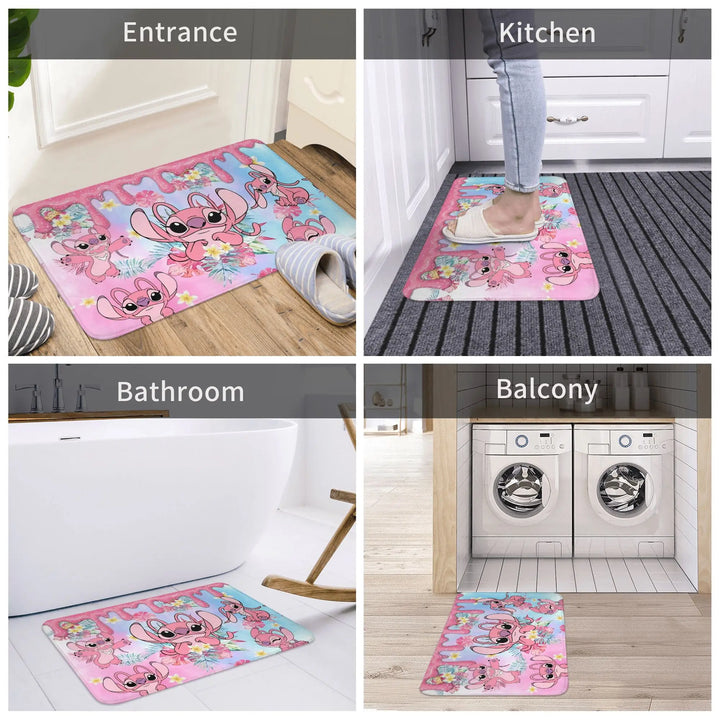 Stitch Cartoon Angel 624 Memory Foam Bath Mat Rug Non-Slip Soft  Bathroom Floor Rugs Carpet For Bath Entrance Door Doormat