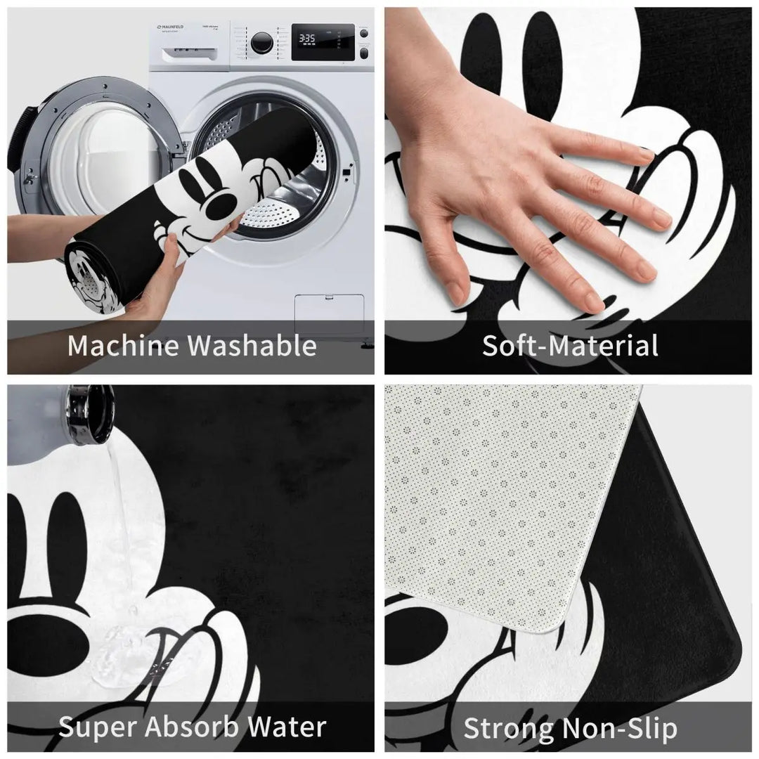 Modern Mickey Cartoon Bathroom Rugs Mat Quick Dry Bath Rugs Mats Carpet Non-Slip for Shower Tub