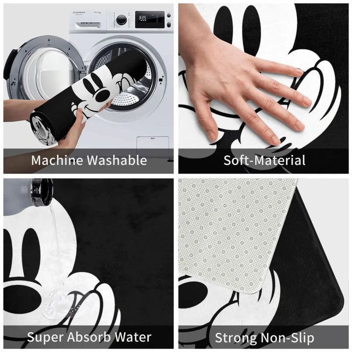 Modern Mickey Cartoon Bathroom Rugs Mat Quick Dry Bath Rugs Mats Carpet Non-Slip for Shower Tub
