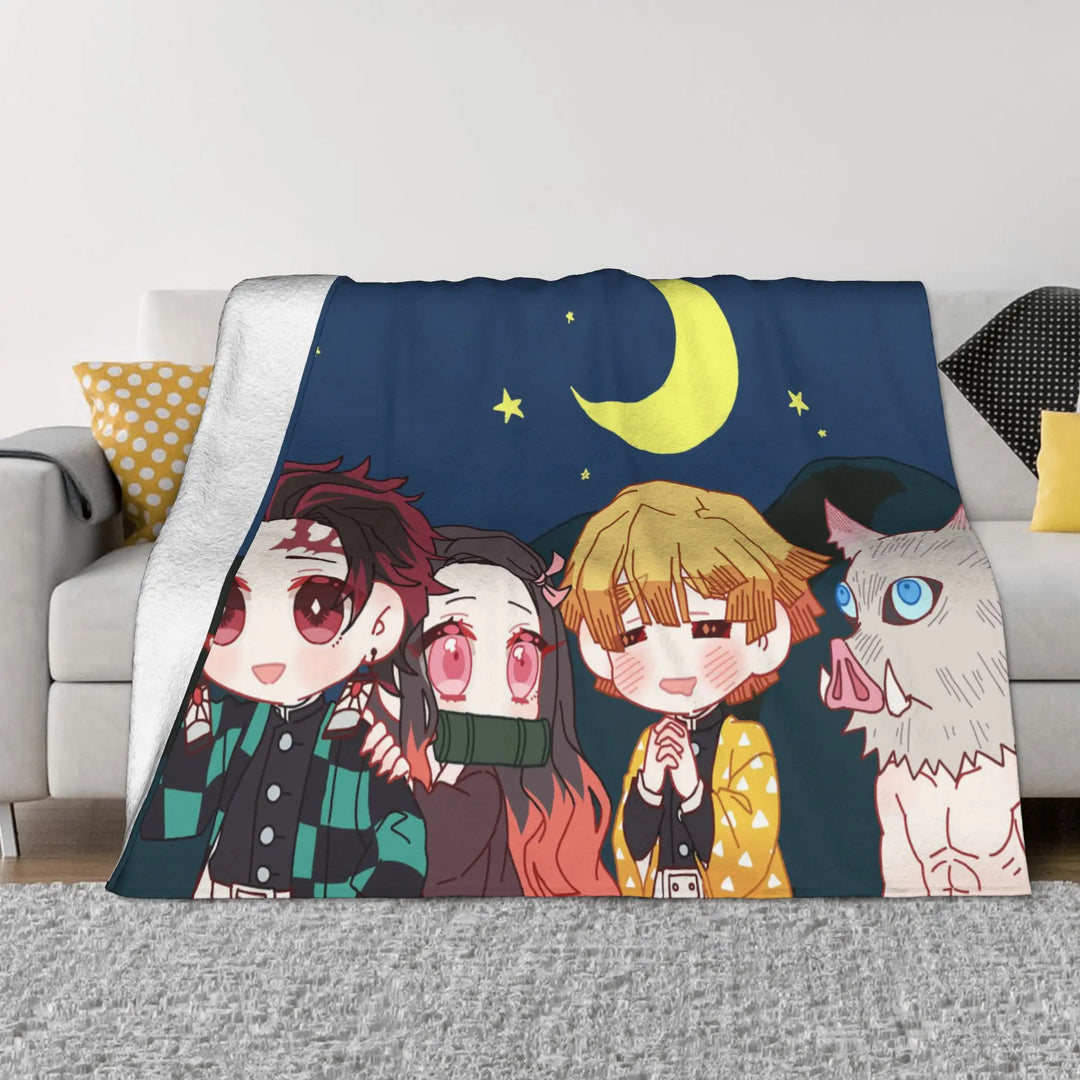 Demon Slayer Japanese Anime Blankets Coral Fleece Plush All Season Portable Soft Throw Blanket for Home Travel Bedding Throws