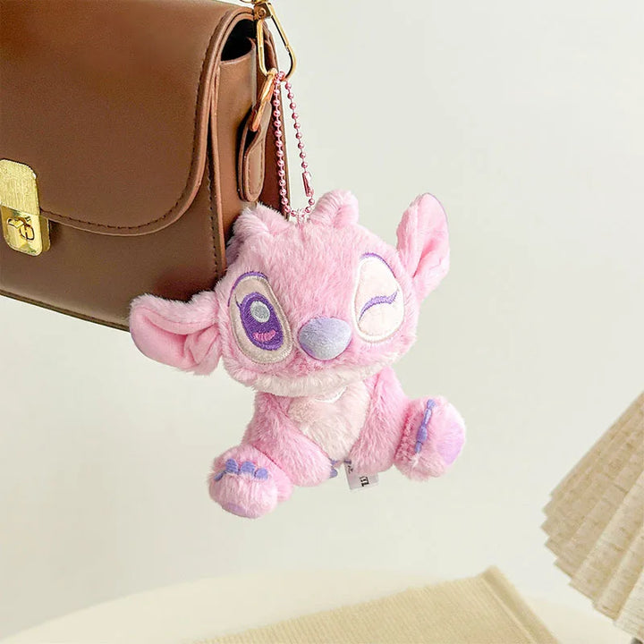 Kawaii Disney Stitch Angel Cartoon Plush Backpack Pendant Soft Stuffed Doll Keychain Decoration Couple Pendant Gift Peripheral